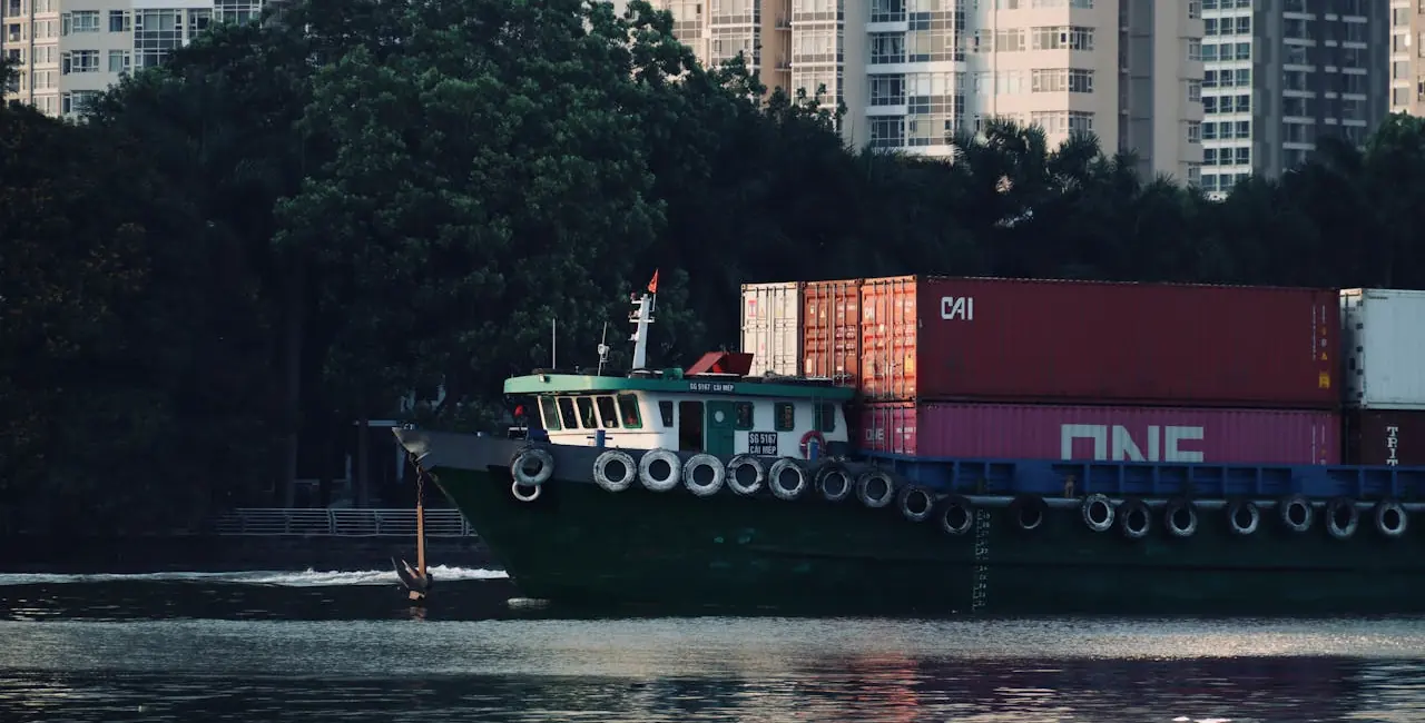 Cai Mep container ship on the Sai Gon river